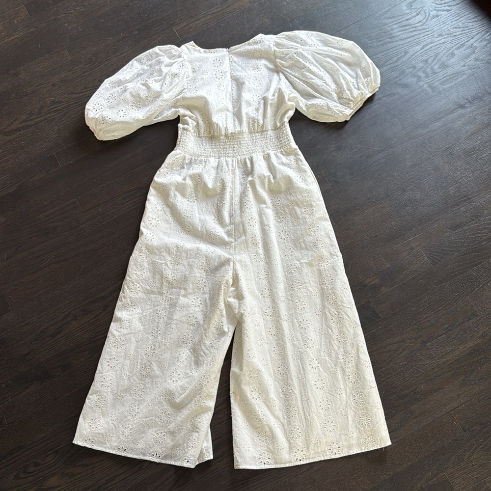 Anthropologie Hutch White Smocked-Waist Eyelet Jumpsuit Size L - Picture 15 of 15